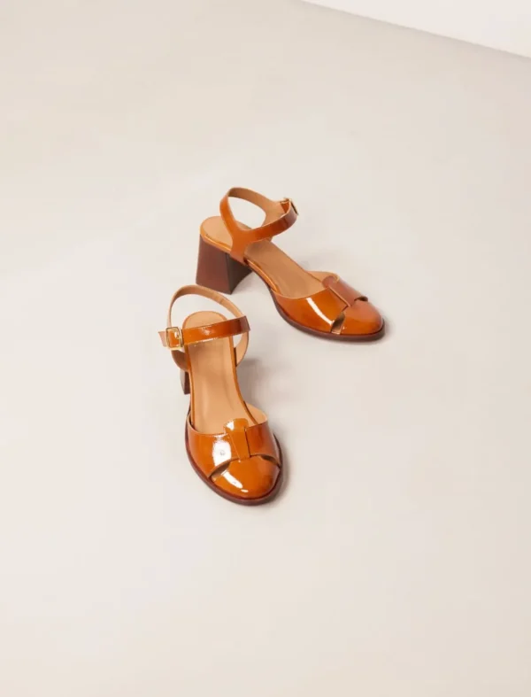 Pied de Biche Sandales>Amanda Cognac Verni