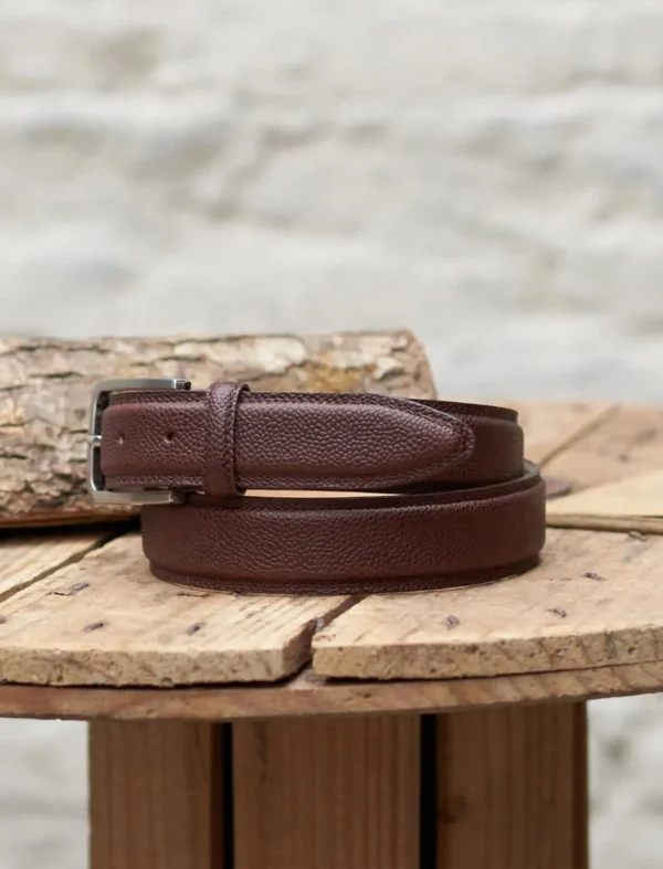 Pied de Biche Ceintures>Ceinture Homme Classique Chocolat Graine