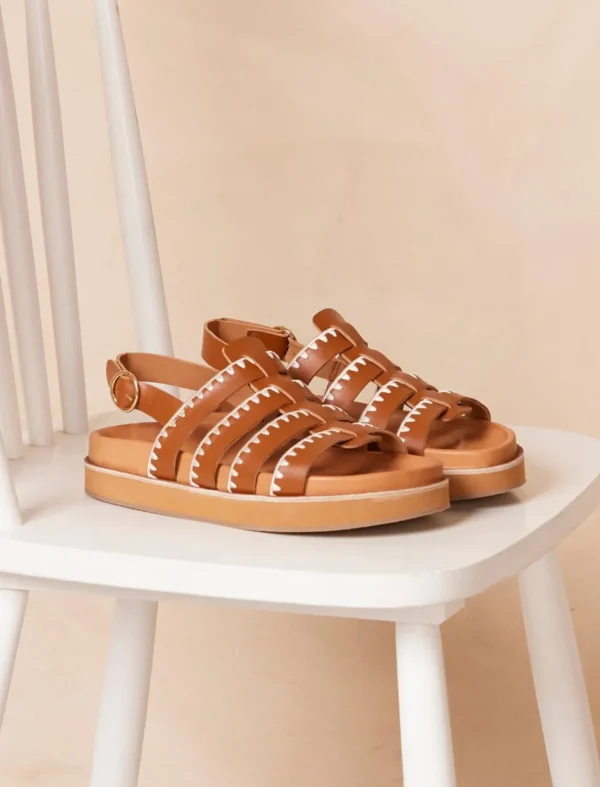 Pied de Biche Sandales>Gaby Cognac Brode