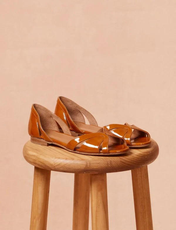 Pied de Biche Sandales>Lison Cognac Verni