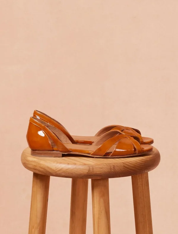 Pied de Biche Sandales>Lison Cognac Verni